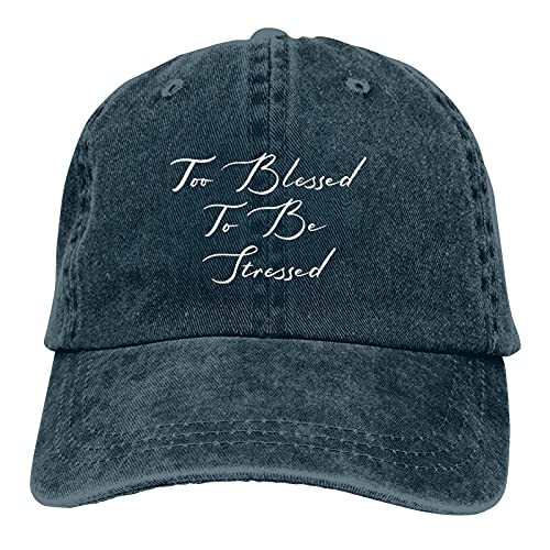 Derzers Too Blessed to Be Stressed Hat Funny Christian Adjustable Baseball Cap Unisex Washable Cotton Dad Hat Trucker Cap