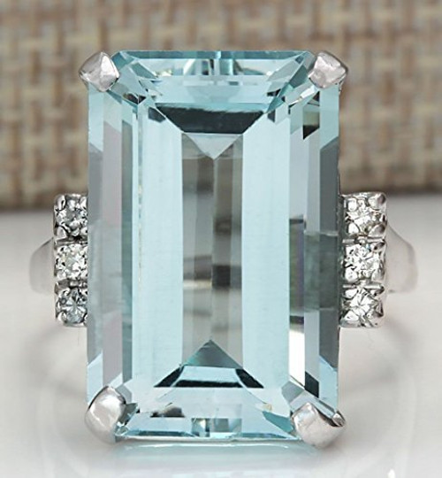 Sumanee Vintage Women 925 Silver Aquamarine Gemstone Ring Wedding Jewelry Size 6-10 (6)