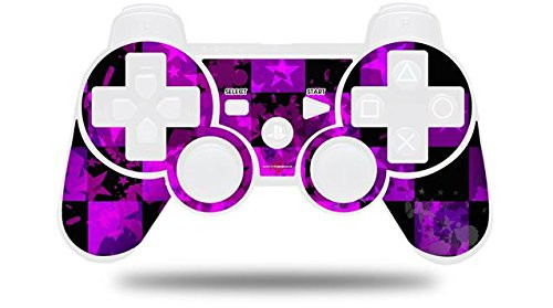 Sony PS3 Controller Decal Style Skin - Purple Star Checkerboard -CONTROLLER NOT INCLUDED-