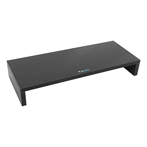 Monitor Stand- Wooden Stand LED LCD Computer Monitor Riser Display Bracket Rack -Size- 19.5 x 7.8 x 3 inch- -Black-