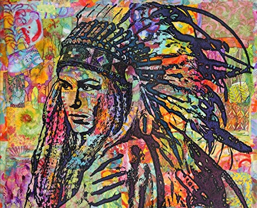 David Textiles Native American Tiva In A Headdress Panel 36 X 44 Cotton Fabric