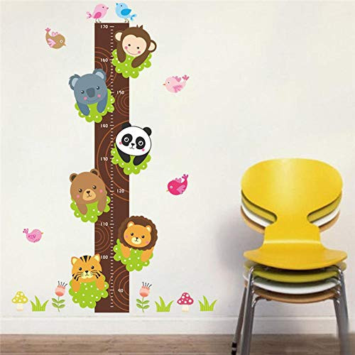 Wall Sticker Forest Animals Lion Monkey Panda Bear Tiger Height Measure Wall Sticker for Kids Rooms Growth Chart Wall Decals Art Home Decor