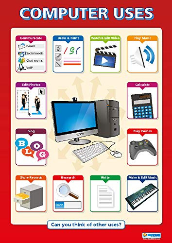 Computer Uses | Technology and Computing Posters | Gloss Paper Measuring 33 x 23.5 | ICT Charts for The Classroom | Education Charts by Daydream Education