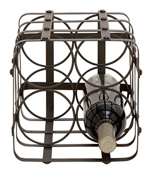 Benzara Antique Colonial Classy Metal Wine Holder Black