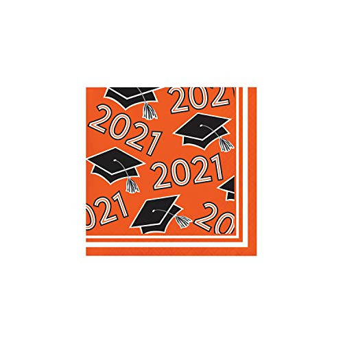 Orange 2021 Grad Beverage Napkins- 108 ct
