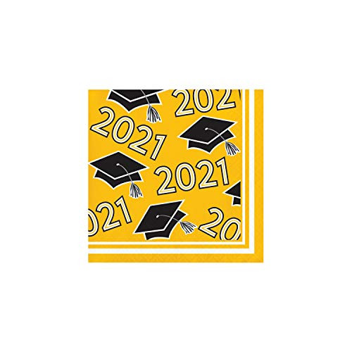 Yellow 2021 Grad Beverage Napkins- 108 ct