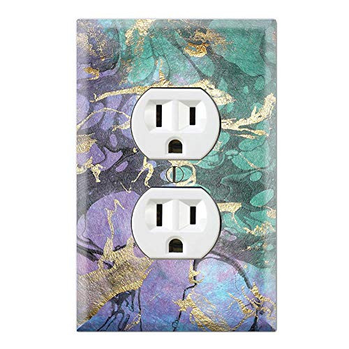 Graphics Wallplates - Purple Marble Green Pink Background Print - Duplex Outlet Wall Plate Cover