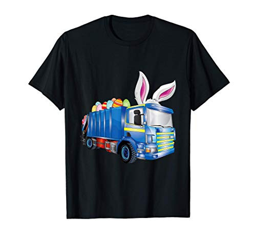 Easter Egg Garbage Truck Shirts Men Boys Easter Bunny Basket T-Shirt