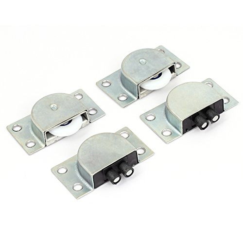 uxcell Cabinet Wardrobe Plastic Wheel Metal Sliding Door Roller Set 2 Pairs
