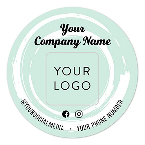 60-Pack Round Personalized Stickers - Custom Vinyl Sticker for Small Business Logo - Labels for Cafe- Boutique- Packaging- Handmade- Promotional Items -Mint- 2x2-