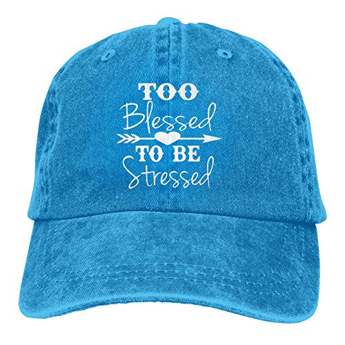 Too Blessed to Be Stressed Hat Adjustable Baseball Cap Unisex Washable Cotton Dad Hat Blue