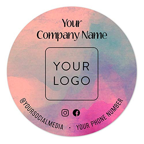 60-Pack Round Personalized Stickers - Custom Vinyl Sticker for Small Business Logo - Labels for Cafe- Boutique- Packaging- Handmade- Promotional Items -Rose- 2x2-