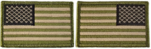 Tactical USA Flag Patch and Reverse USA Flag Patch - Multitan 2"x3" Hook and Loop Fasteners Backing - By Ranger Return (RR-TACT-USAF-WREV-MULT)