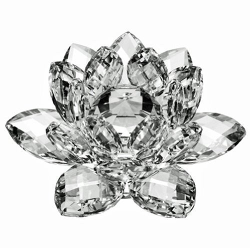 Amlong Crystal Crystal Lotus Flower with Gift Box- 5 Inch- Clear