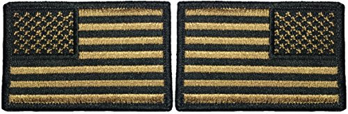 Tactical USA Flag Patch and Reverse USA Flag Patch - Coyote Tan 2"x3" - By Ranger Return (TACT-USAF-WREV-COYT)