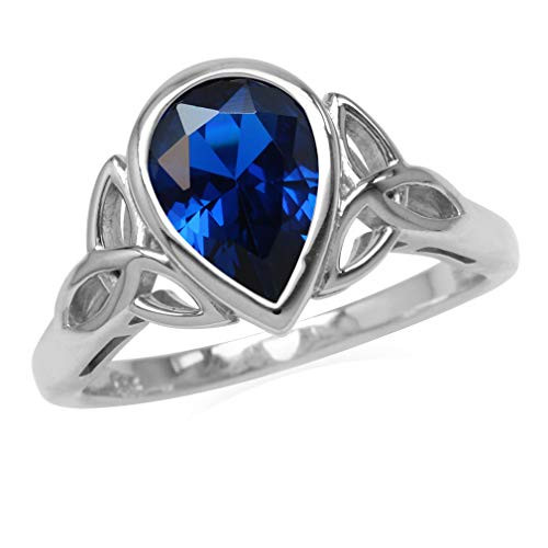 Silvershake Synthetic Blue Sapphire 925 Sterling Silver Triquetra Celtic Knot Ring Size 10