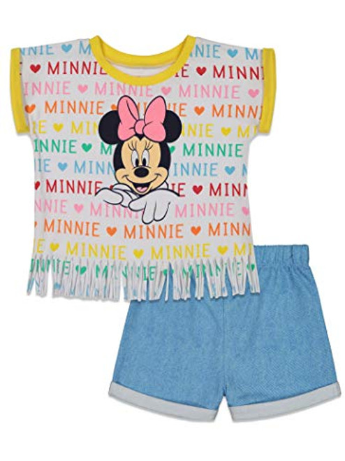 Disney Minnie Mouse Toddler Girls French Terry T-Shirt and Shorts Set 4T Disney Minnie Mouse Toddler Girls French Terry T-Shirt and Shorts Set 4T