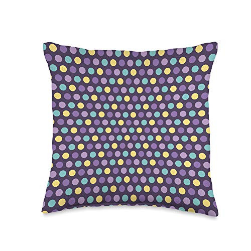 Cute Pastel Pattern Accessories Cute Polka Dot Pattern Pastel Blue Purple Yellow Gift Idea Throw Pillow- 16x16- Multicolor