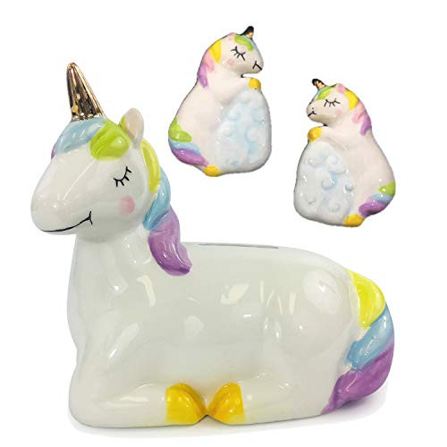 Hope's Gifts Unicorn Piggy Bank - Coin Bank - Money Bank - Unicorn Piggy Bank for Girls - Unicorn Fridge Magnets