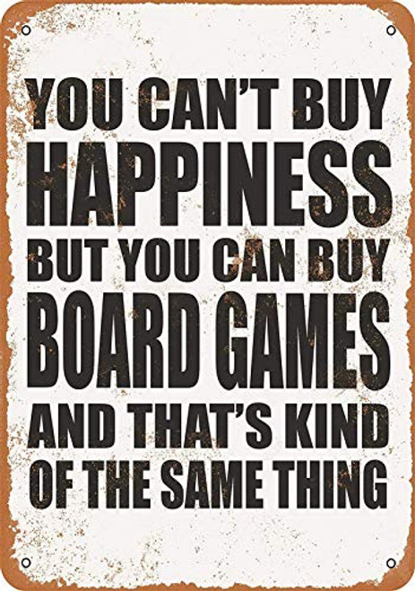 SmartCows Vintage 12x16 Tin Metal Sign You Can't Buy Happiness But You Can Buy Board Games Retro Wall Decor Home Decor