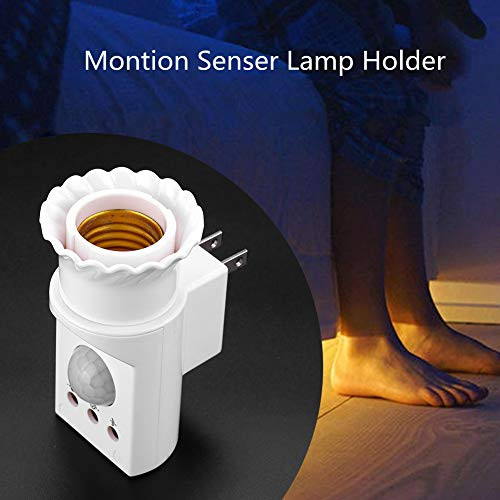 Infrared Motion Light Sensor Socket, E27 Plug In Body PIR Automatic Adjustable LED Lights Switches, Lamp Holder Screw Bulb Socket AC 110~250V Suitable For Indoor Aisle Garage