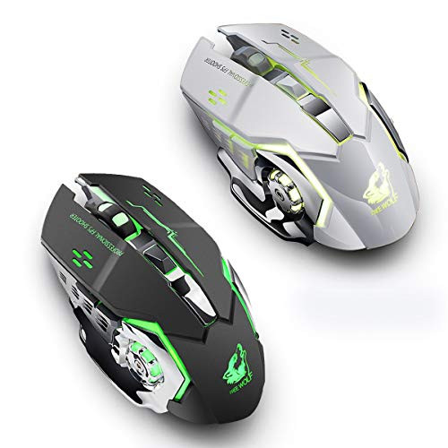 Rechargeable Optical Arc Touch Mouse Wireless Silent LED Backlit USB Optical Ergonomic Gaming Mouse for PC Laptop Computer -Color - White-