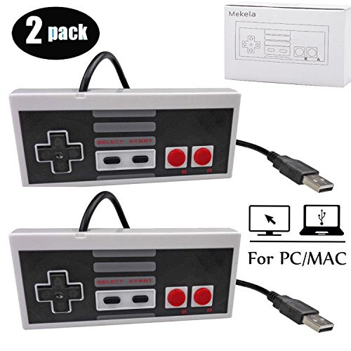 Mekela 2 Packs 5.8 feet Classic USB wired Controller for NES Gaming, Retro Game Pad Joystick Raspberry Pi Gamepad for Windows PC Mac Linux RetroPie NES Emulators (Gray and Gray)