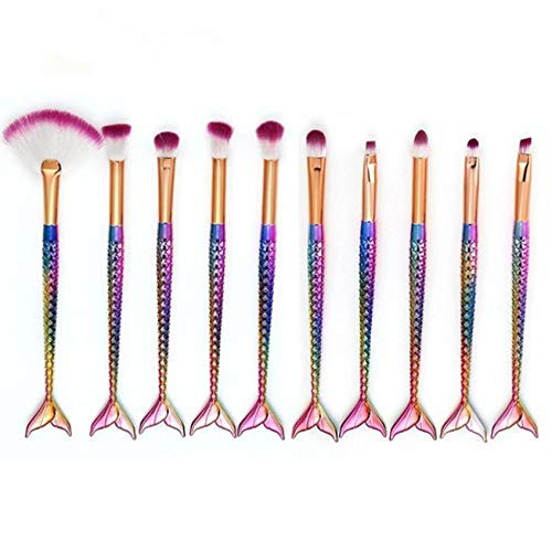 ZoePets 17pcs Mermaid Makeup Brushes Set Premium Cosmetic Brushes- Foundation Brush- Concealer Blush Contour Brush- Eyebrow Eyeshadow Honey Powder Brush