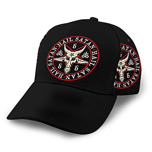 Occult Hail Satan Baphomet in Pentagram Fashion Men and Women Comfortable Curved Edge Baseball Cap Trucker Hat