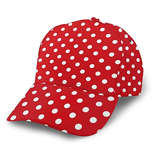 antkondnm Red Polka Dots Sports Men and Women Comfortable Curved Edge Baseball Cap Trucker Hat Black