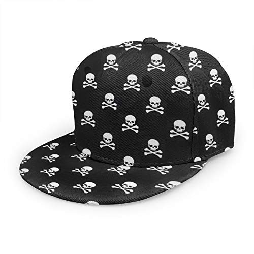 FUNINDIY Skull Crossbones Black Snapback Hat Hip Hop Baseball Cap Flat Bill Brim Adjustable Trucker Hat for Men Women FUNINDIY Skull Crossbones Black Snapback Hat Hip Hop Baseball Cap Flat Bill Brim Adjustable Trucker Hat for Men Women