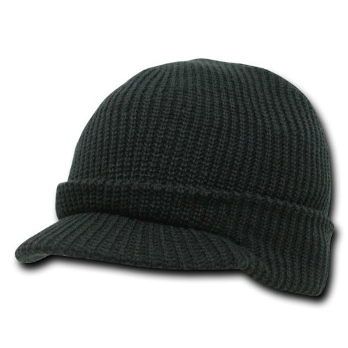 DECKY Black Visor Beanie Knit Jeep Cap Hat