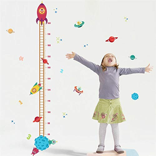Wall Sticker Space House Wall Decals Outer Space Planet Rocket Kids Height Measure Wall Sticker Baby Room Growth Chart