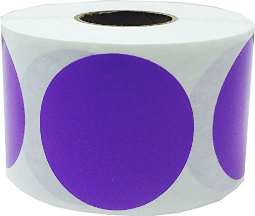 Purple Color Coding Labels for Organizing Inventory 1 1/2 Inch Round Circle Dots 500 Total Adhesive Stickers On A Roll