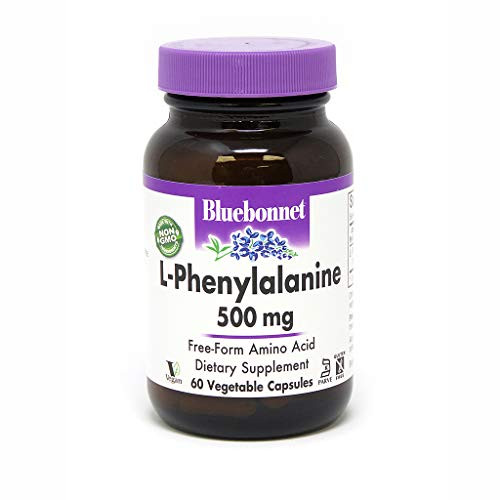 Bluebonnet Nutrition L-Phenylalanine 500mg- Free-Form Amino Acid- For Nervous System Support*- Soy-Free- Gluten-Free- Non-GMO- Kosher Certified- Vegan- 60 Vegetable Capsules- 60 Servings