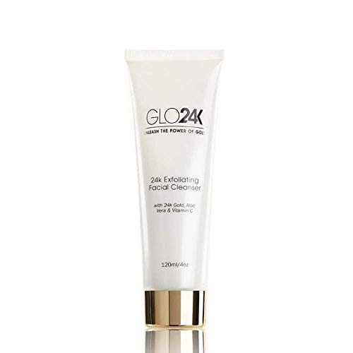 GLO24K Exfoliating Facial Cleanser with 24k Gold- Aloe Vera- and Vitamins. For a Radiant- Purified- Fresh looking Skin.