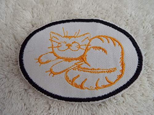 Orange Happy Tabby CAT Embroidered Iron-on Patch