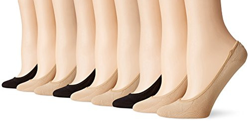 PEDS Women's Essential Low Cut No Show Socks- 9 Pairs- Nude/Black- Shoe Size- 5-10