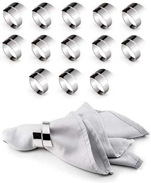 Napkin Rings set of 14 - Farmhouse Napkin Holder Rings for Dinning Table Parties Family Gather - Holiday Napkin Rings Wedding Reception Thanksgiving - Metal Napkin Rings Cloth Napkins -Silver Scroll-