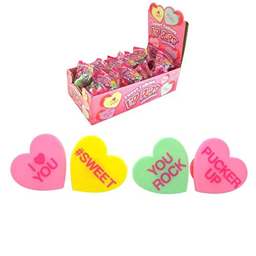 Heart Lollipops- Sweet Talking Lip Pops Party Favors for Kids -Case of 12-