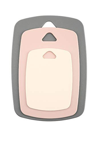 Plastic Cutting Boards for Kitchen Set of 3 with Non-Slip ?Excluding BPA ?Easy To Clean - Dishwasher Safe Chopping Board - Multiple Sizes-Pink-