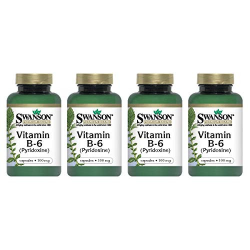 Swanson Vitamin B-6 -Pyridoxine- 100 Milligrams 100 Capsules -4 Pack-