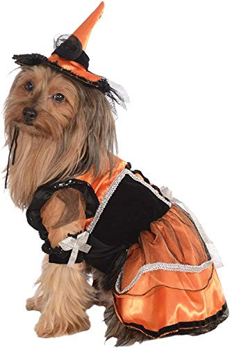 Rubie's Pet Costume- X-Large- Orange Witch Dress and Hat