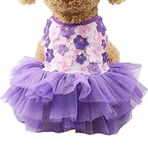 XiangYue SISAVE Doggie Dress-Pet Princess Bow Lace Tutu Skirt Dresses -Small- Purple- XiangYue SISAVE Doggie Dress-Pet Princess Bow Lace Tutu Skirt Dresses -Small- Purple-