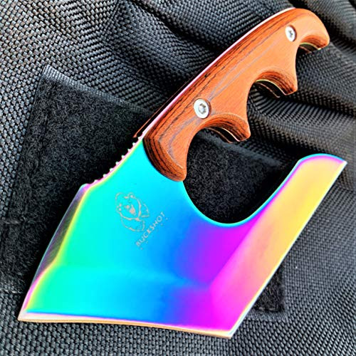 Tactical Knife Hunting Knife Survival Knife Full Tang Hand Axe Fixed Blade Knife Razor Sharp Edge Camping Accessories Camping Gear Survival Kit Survival Gear Tactical Gear 76445 -Iridescent-