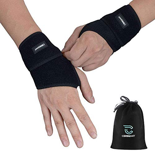Carpal Tunnel Wrist Brace -Cerbonny 2Pack Wrist Support Brace Adjustable Wrist Strap Reversible Wrist Brace for Sports Protecting/Tendonitis Pain Relief/Carpal Tunnel/Arthritis-Right and Left