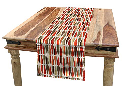 Ambesonne Retro Table Runner- Sixties and Seventies Style Geometric Round Shaped Design with Warm Colors Print- Dining Room Kitchen Rectangular Runner- 16inch X 72inch- Orange Cream