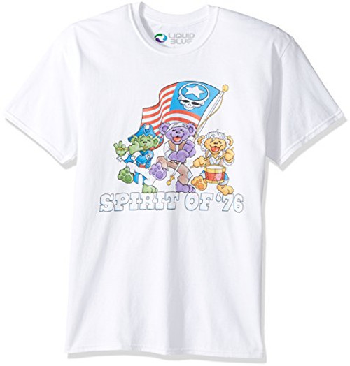 Liquid Blue Men's Plus Size Grateful Dead Spirit of '76 Short Sleeve T-Shirt- White- 2XL