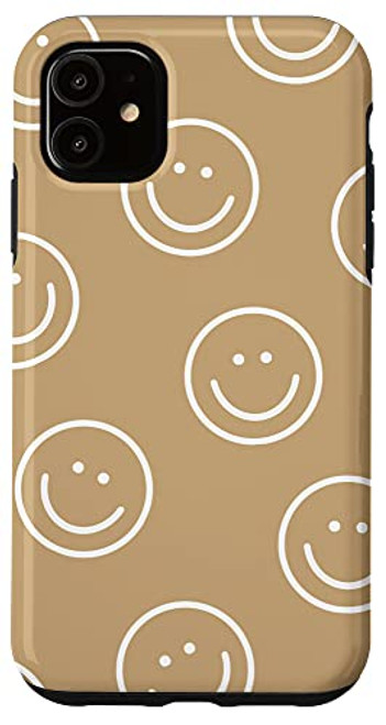 iPhone 11 Minimal Neutral Tan Smile Smiley Face Case iPhone 11 Minimal Neutral Tan Smile Smiley Face Case