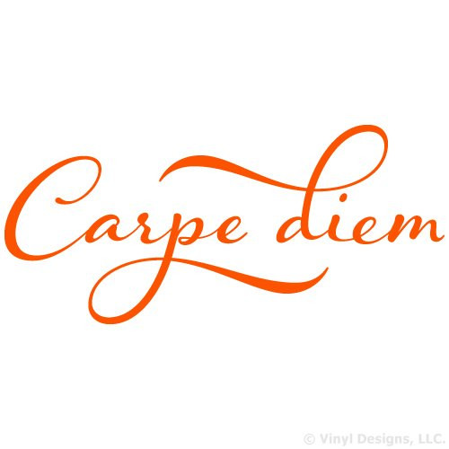 Carpe Diem - Seize The Day Quote Vinyl Wall Decal Sticker Art- Removable Home Decor- Pastel Orange- 35in x 14in
